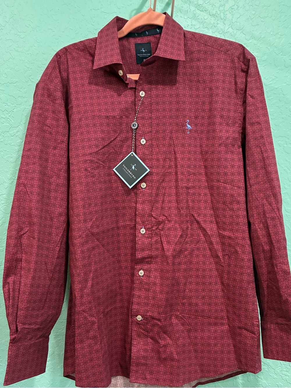 TailorByrd  Men’s Burgundy Long-Sleeve Dress Shirt M NWT button down